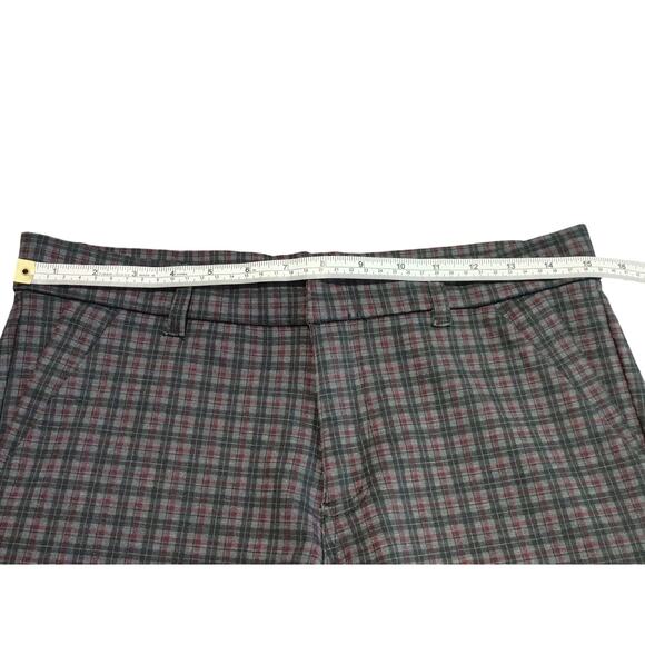 Kut from the Kloth Skinny Ponte Pants Mid Rise Plaid Burgundy Gray Womens Size 6 - Picture 7 of 9